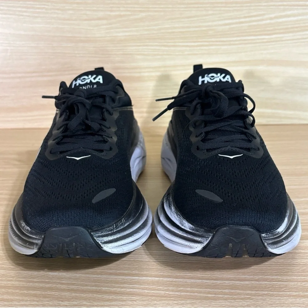 HOKA Bondi 8 Wide Women’s 11D Black White Running Shoes
